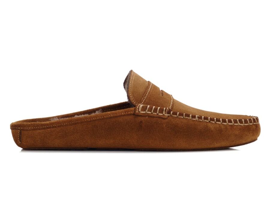 Chaussons ouverts homme velours Chamois