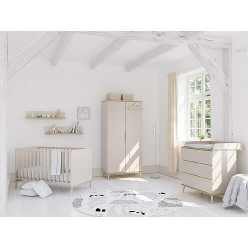 Chambre TRIO HAZEL Lit 60x120 + Commode + Armoire - Cashmere Beige - YUNY BY PAIDI