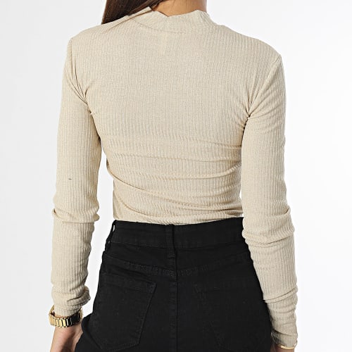 Top Manches Longues Femme Eva Beige Argenté