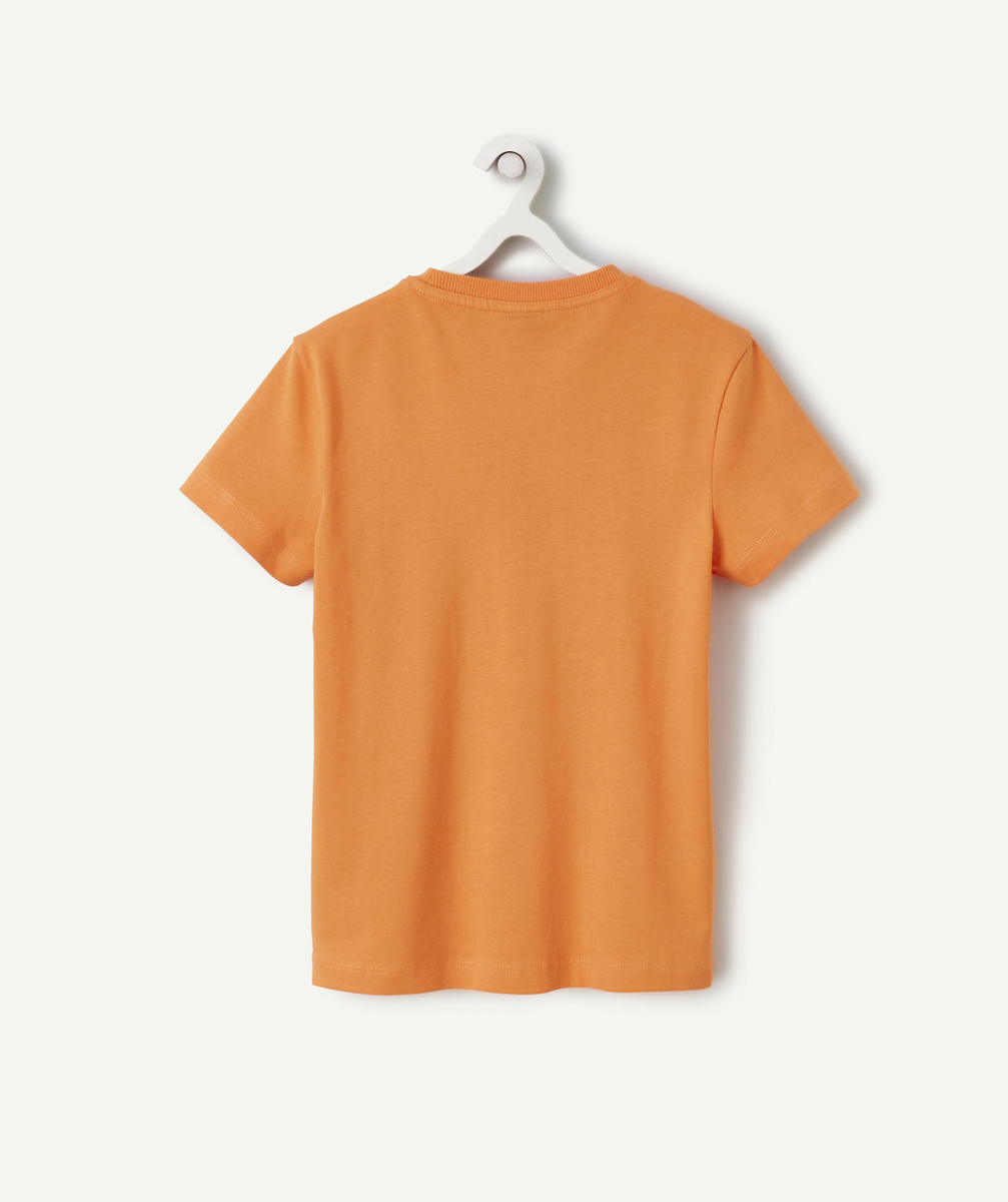 T-SHIRT MANCHES COURTES GARÇON ORANGE EN COTON BIO THÈME CAMPUS