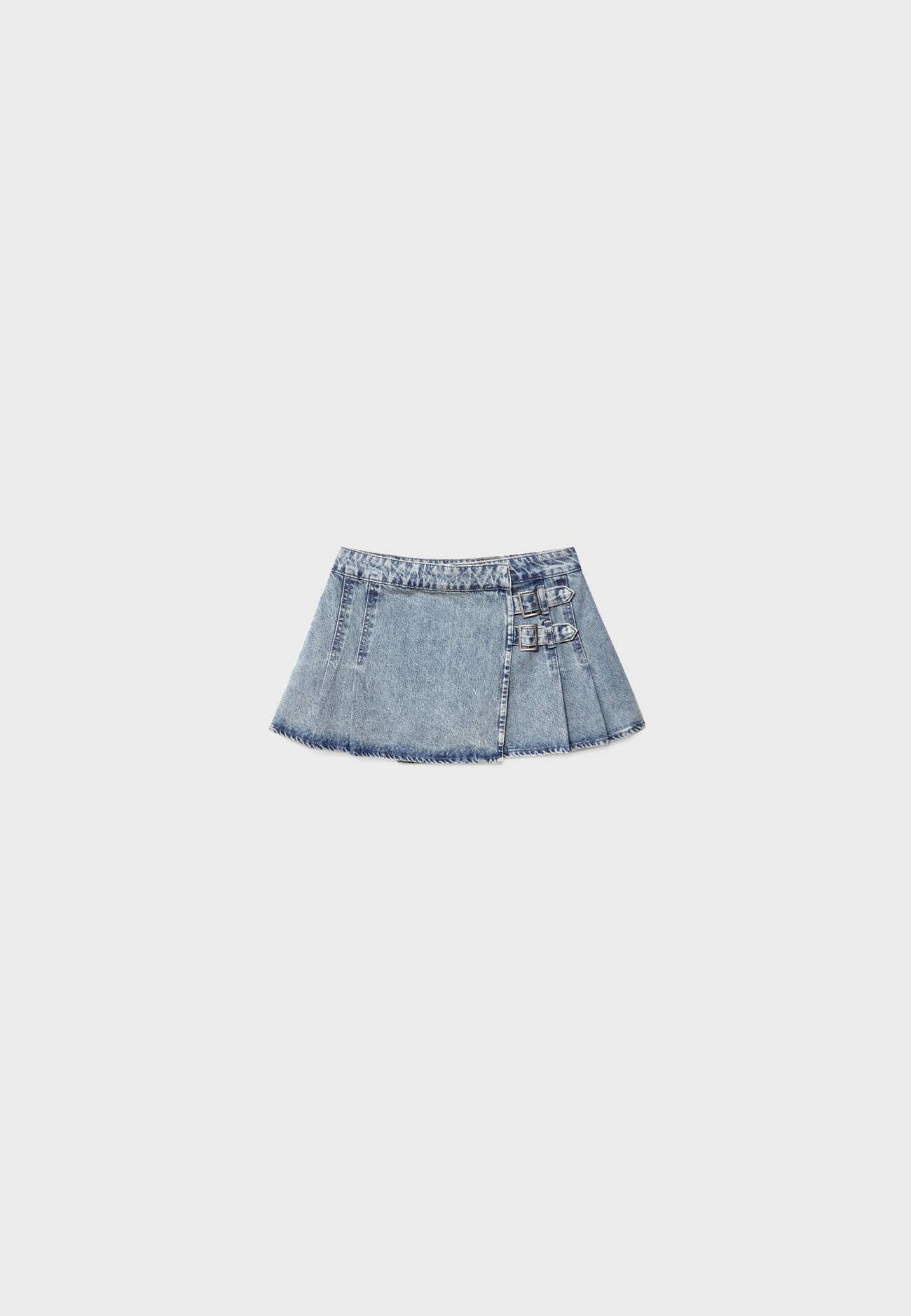 Minissaia jeans com fivelas