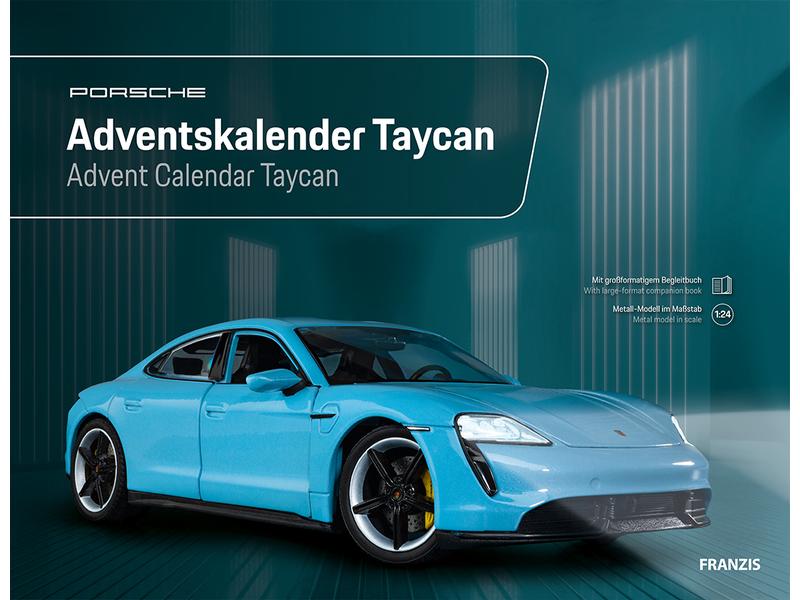 Franzis Adventskalender Porsche Taycan 1:24, Deutsch/Englis Auto Modellbausatz Adventskalender