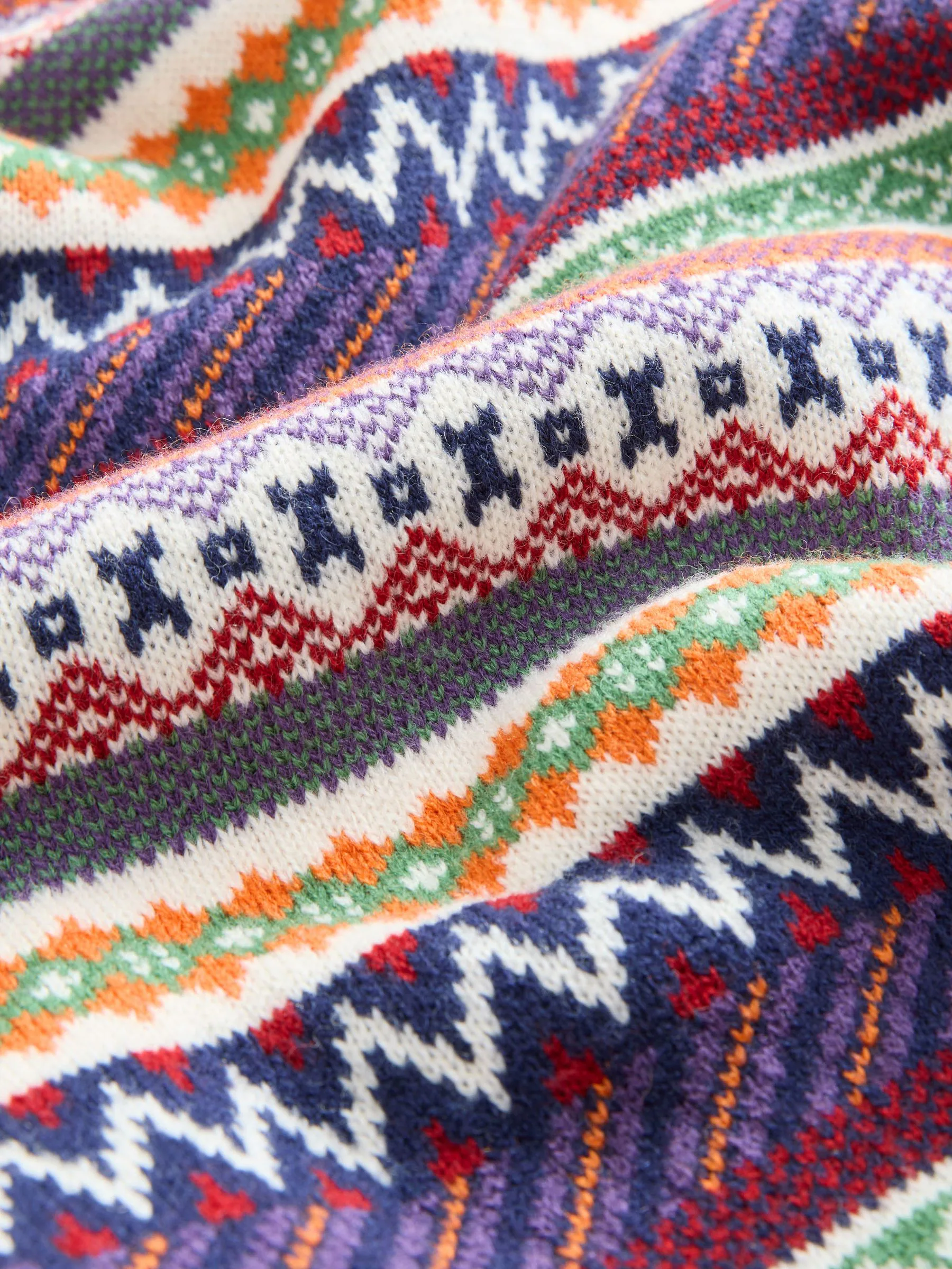 Meerkleurig/ecru-wit - Ronde hals - Regular-fit trui met fair isle-patroon en wol
