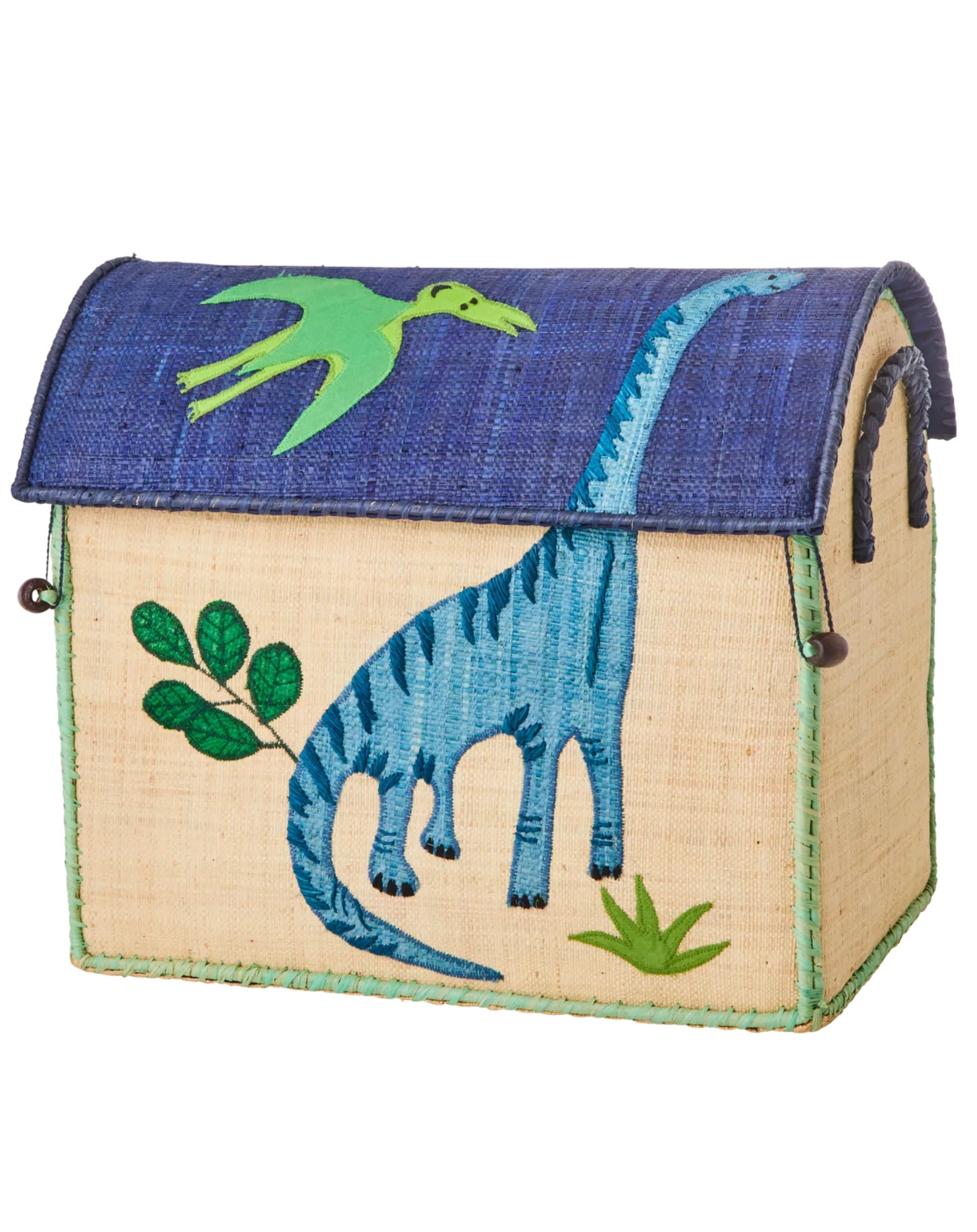 Raffia-Korb DINOSAUR 3er-Set in bunt