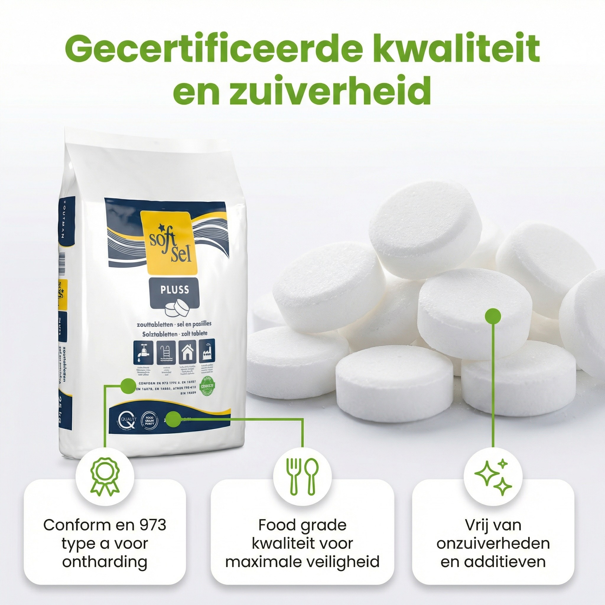 Soft-sel zwembadzouttabletten - 25 kg