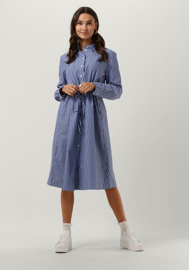 TOMMY HILFIGER blauw/wit gestreepte tommy hilfiger midi jurk org co stripe midi shirt dress