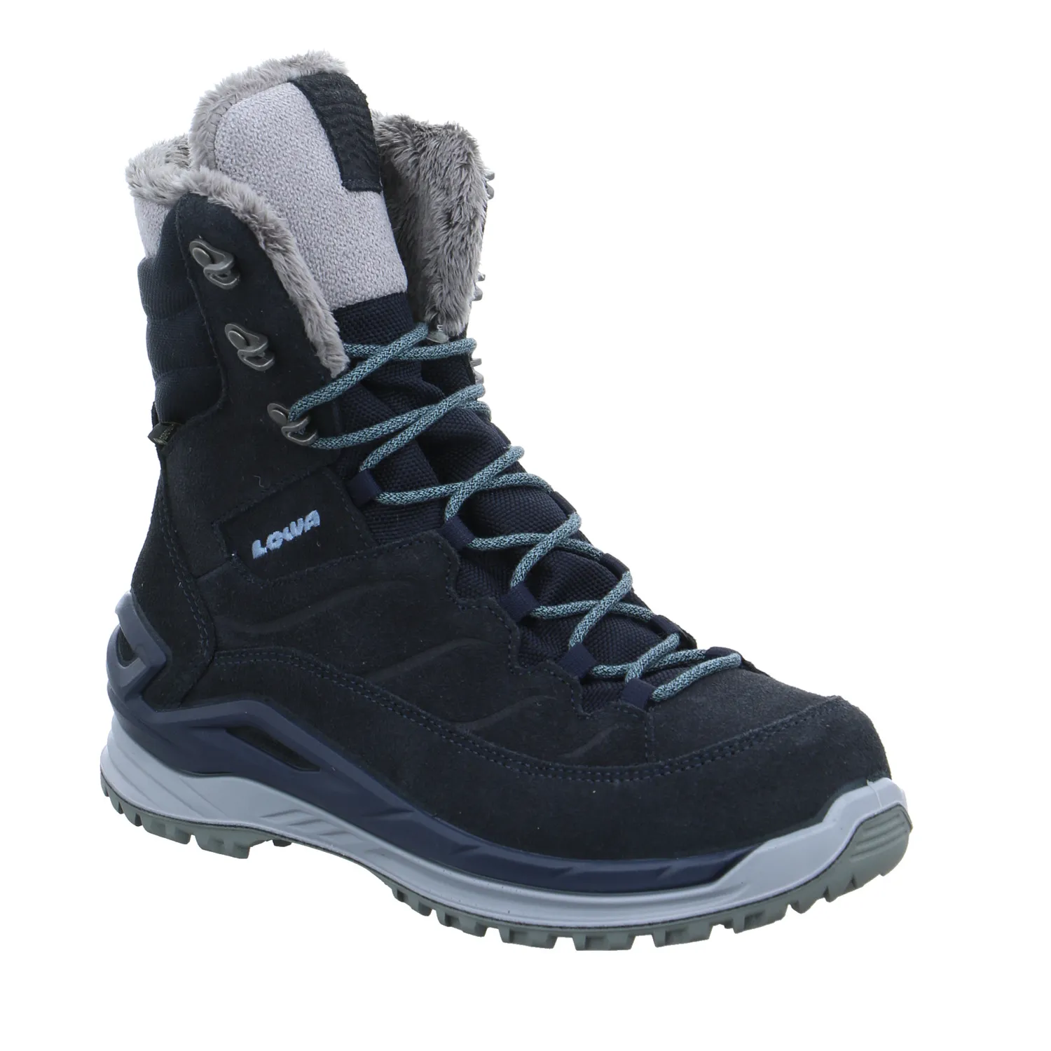 LOWA Snowboots Damen Blau Leder