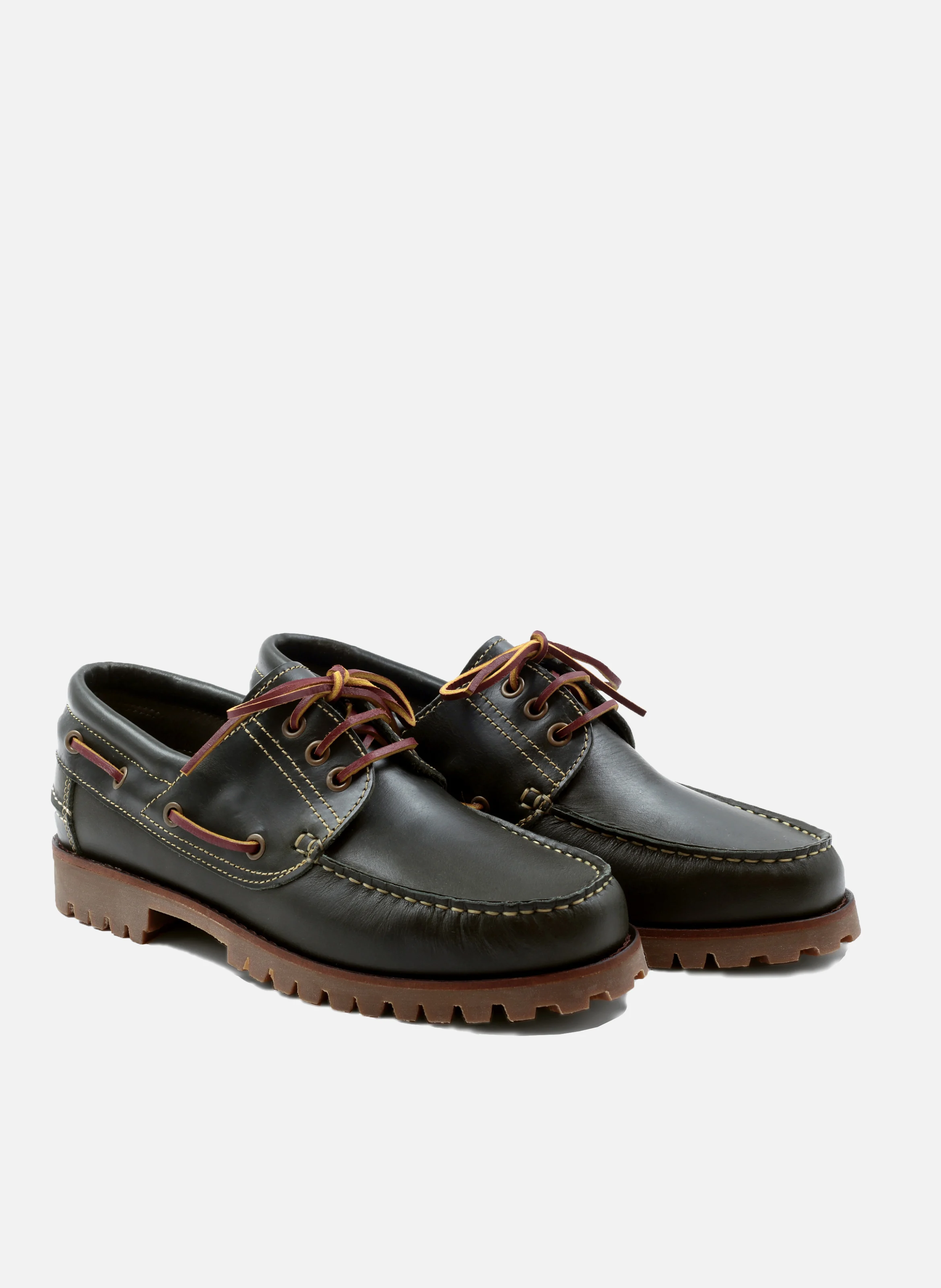 Bateau crampons cuir lisse | Vert