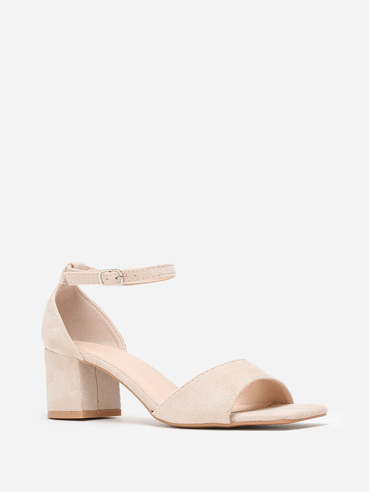 Sandales carrées en suédine- Beige