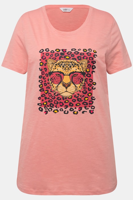 T-Shirt, Tiger-Druck, Rundhals, Halbarm