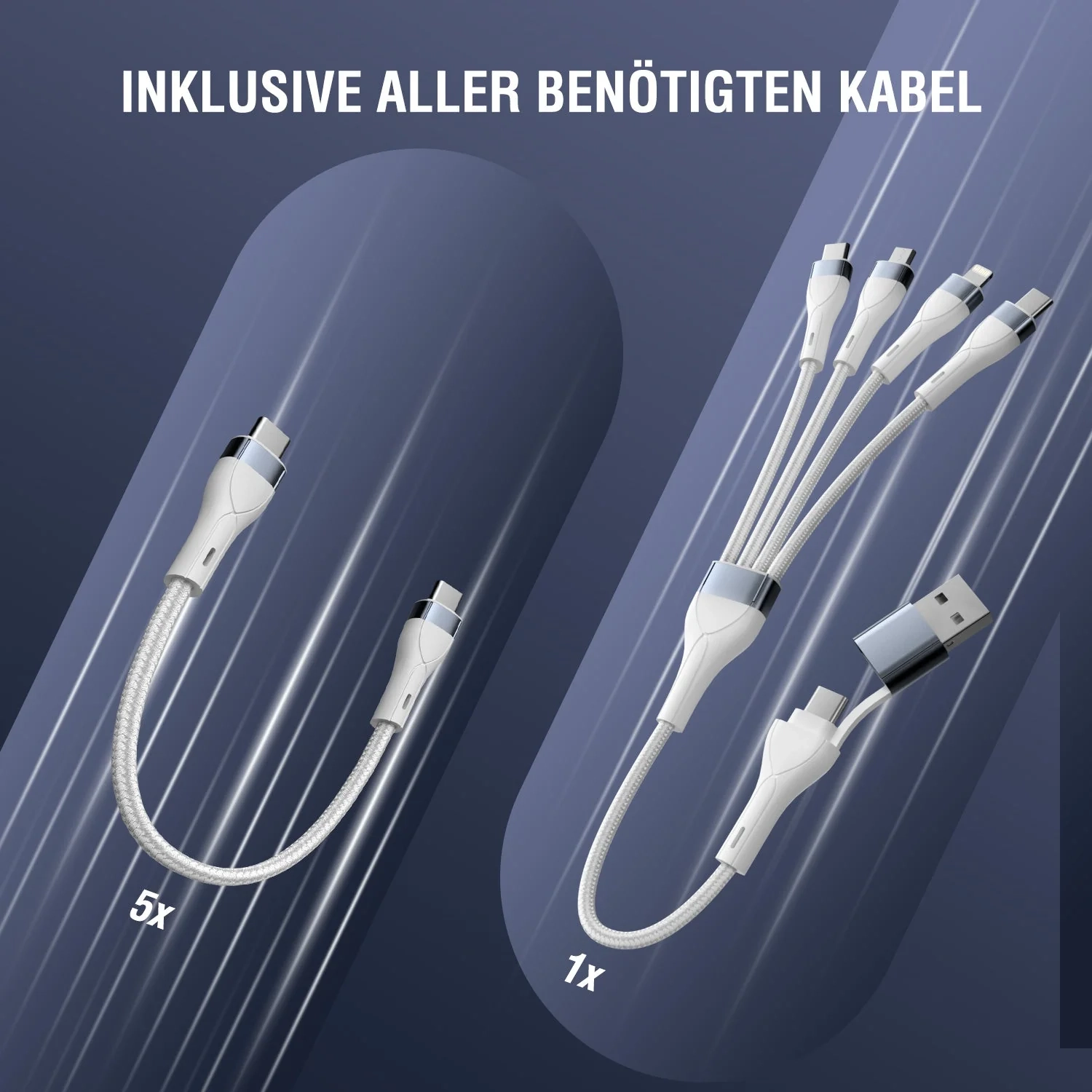 (100W) 5x USB C / USB A Team Ladegerät Universal Ladestation Ladeständer (4S541277) - Weiss / Grau