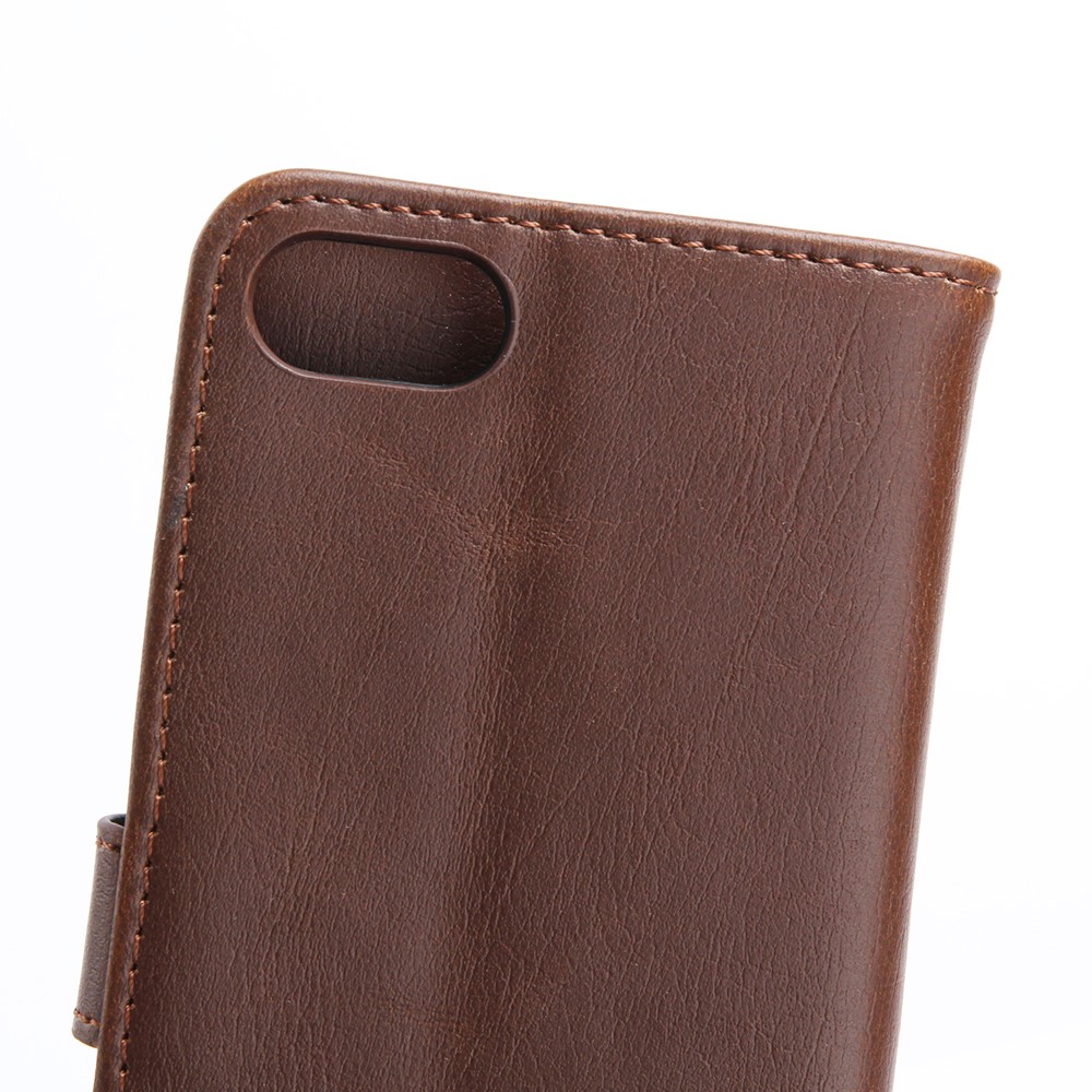 iPhone SE (2022/2020) / 8 / 7 Leder Tasche Flipcover Wallet mit Kartenfächern - Dunkelbraun