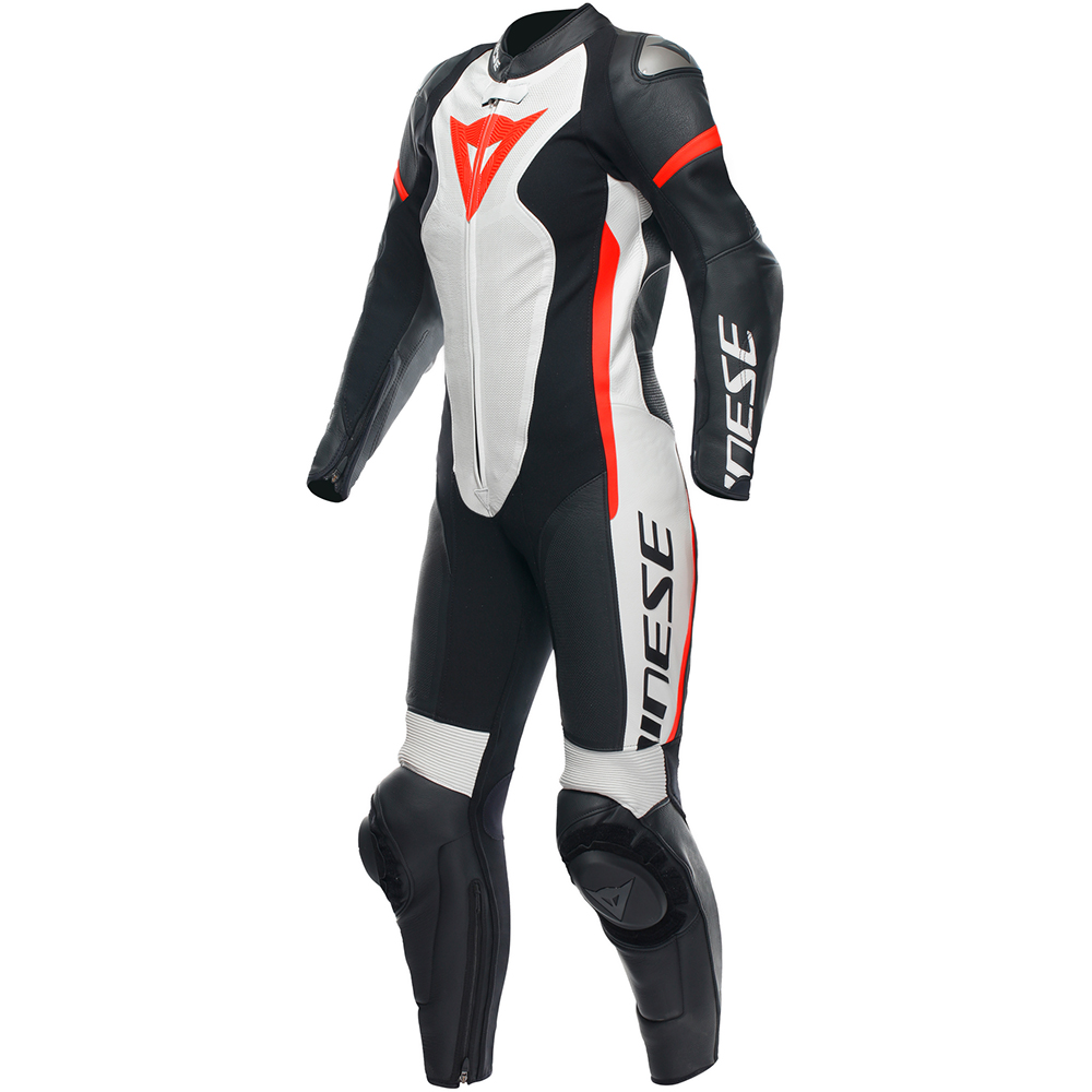 Dainese - Combinaison femme Grobnik Lady perforée - 1 pièce Noir / Blanc / Rouge fluo
