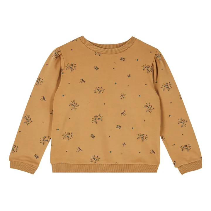 Emile et Ida Sweat Coton Bio Fleuri | Camel