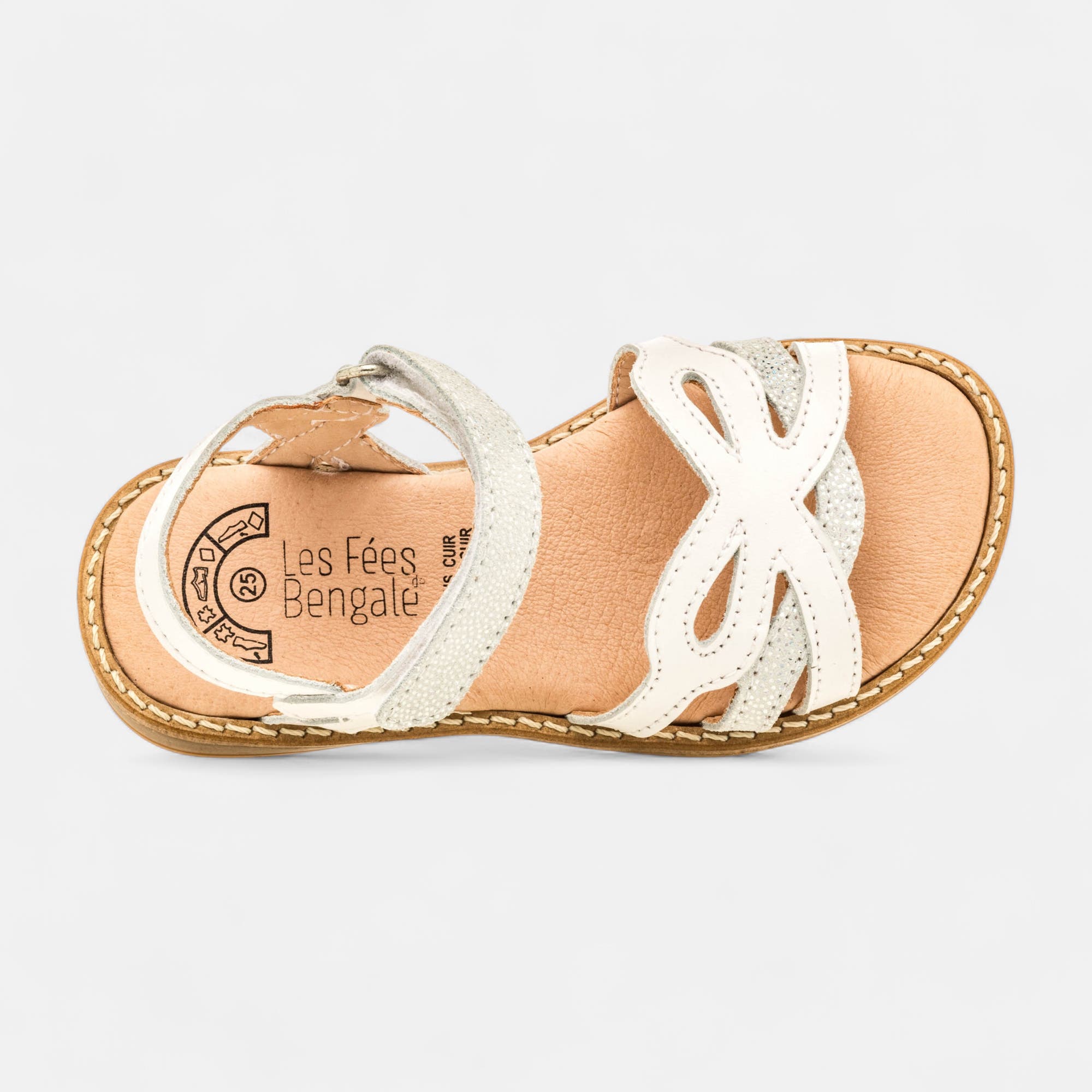 Nu-pieds Fille en cuir blanc