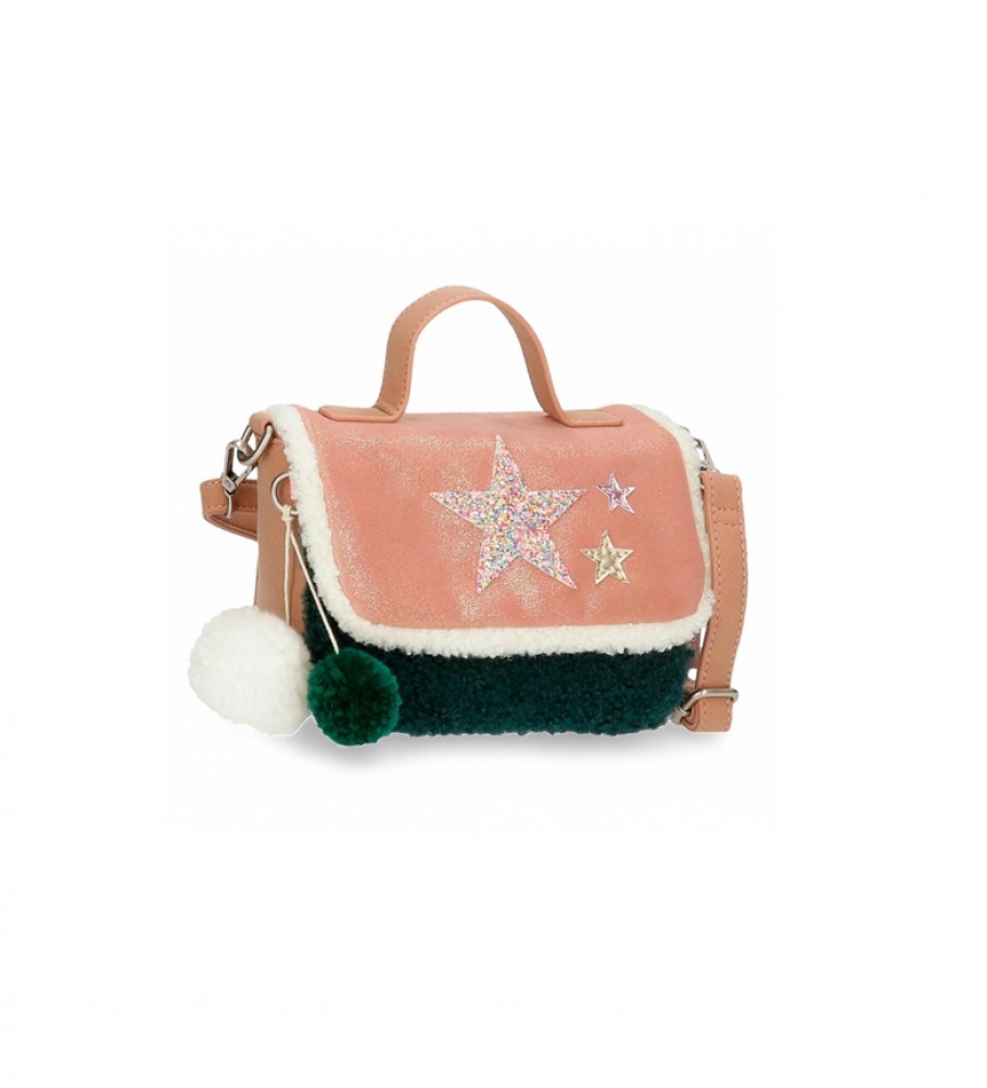 Bolsa transversal Enso Shine Stars, rosa e verde - 17,5 x 13 x 8 cm -