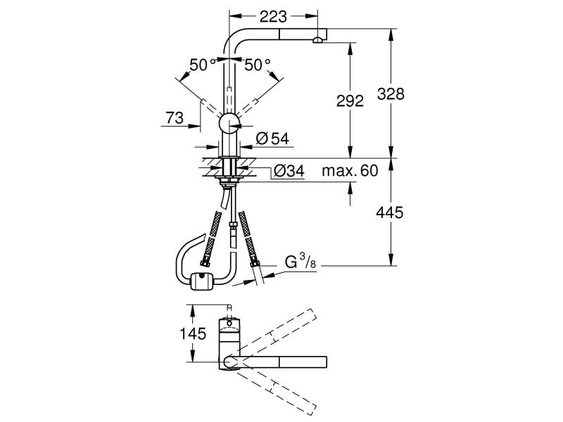 GROHE Küchenarmatur Minta L-Auslauf GROHE Minta Einhand Spültischbatterie