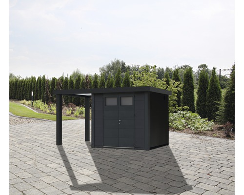 Tuinhuis Classico 2724 incl. regengoot met zijdak links 456 x 259 cm granietgrijs