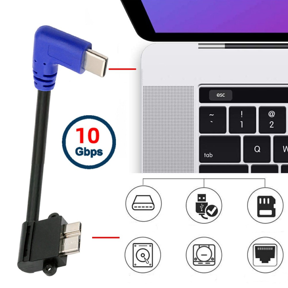 (30cm) USB C auf Micro USB B 3.0 Nylon Kabel für Festplatten 90 Grad Winkel (5Gbit/s) - Schwarz