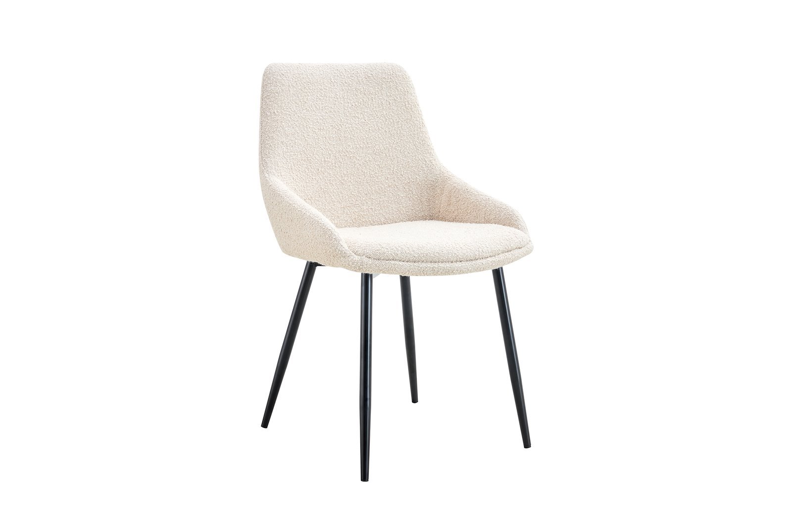 Nero spisestol Offwhite bouclé med sortlakkerte ben