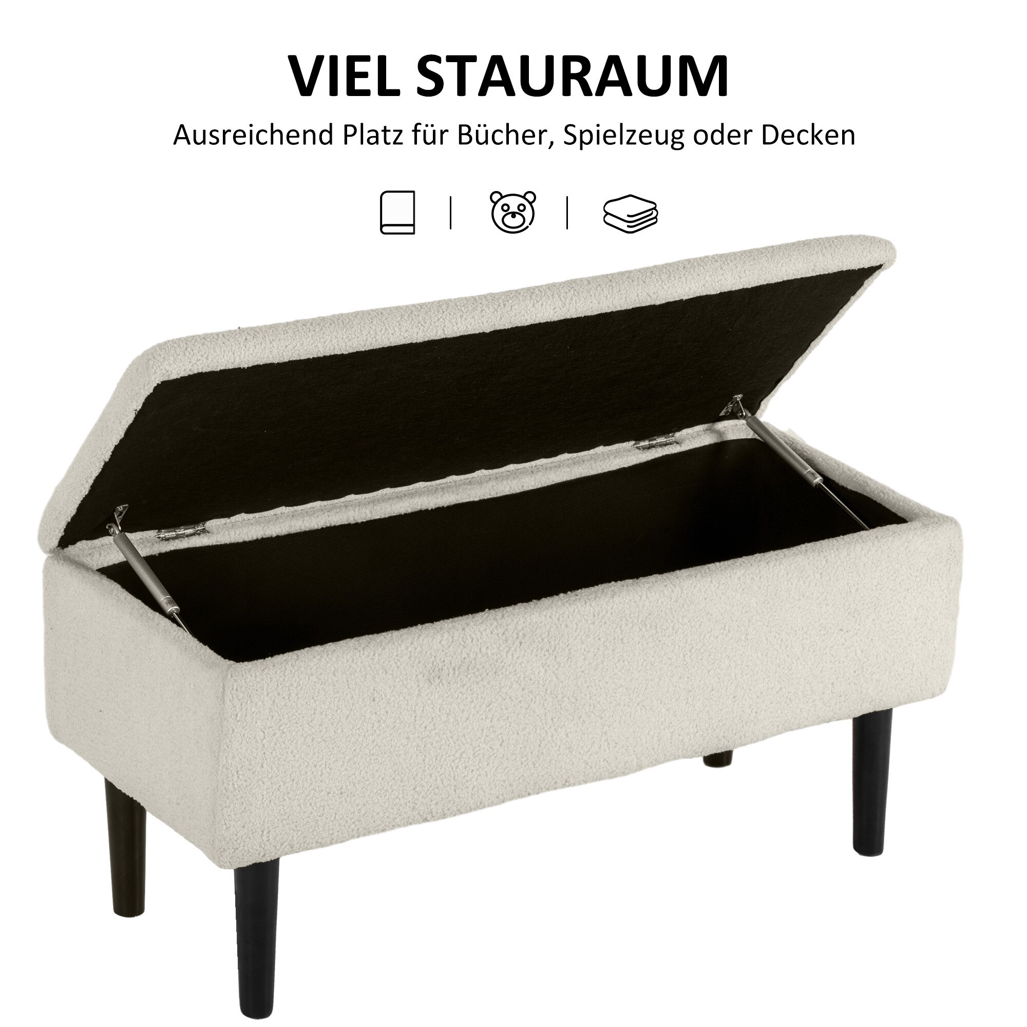 HOMCOM Sitzbank mit Stauraum weiß 95L x 38B x 45H cm