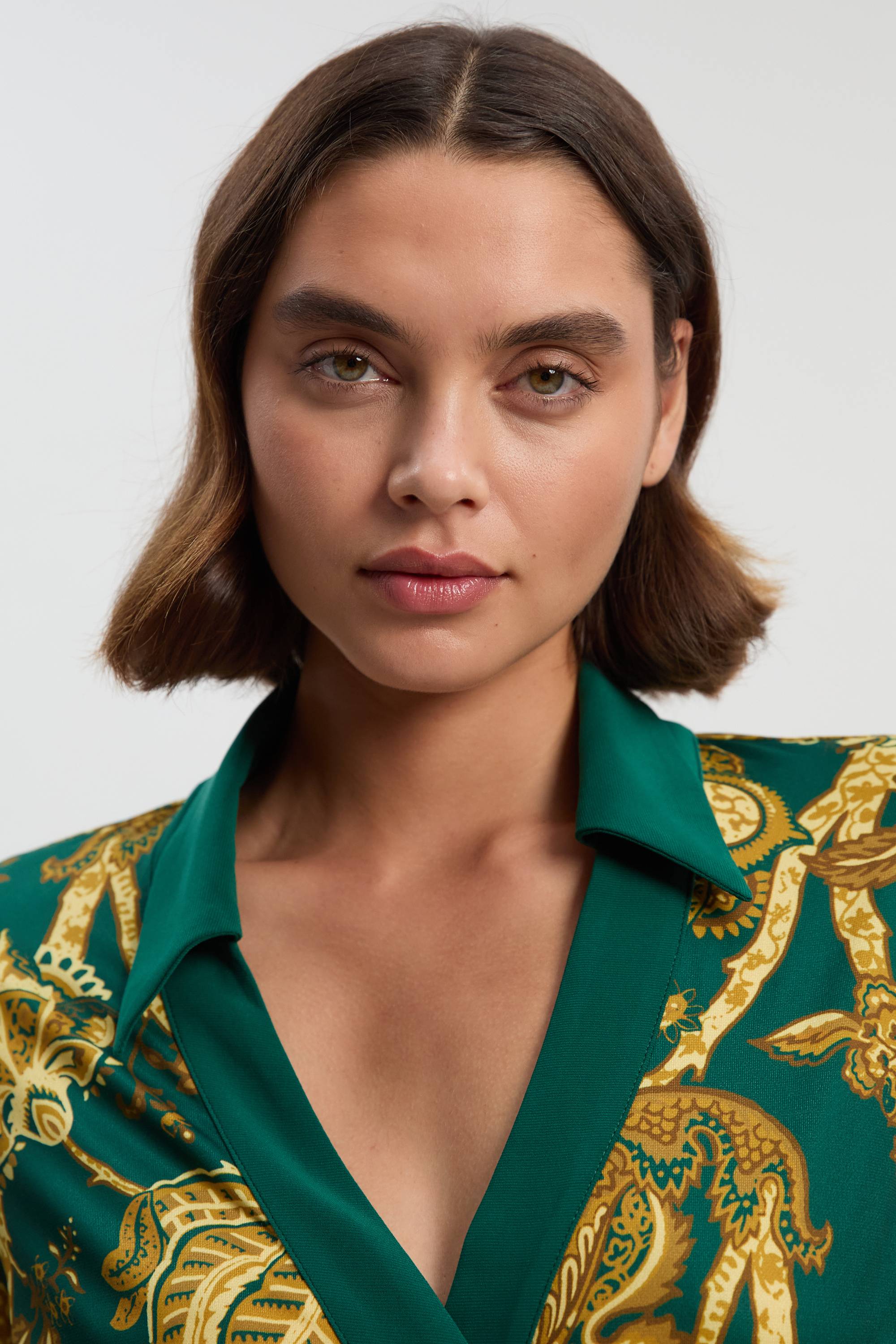 KarenMillen Robe Midi en Crêpe à Imprimé Cachemire avec Ceinture Nouée
