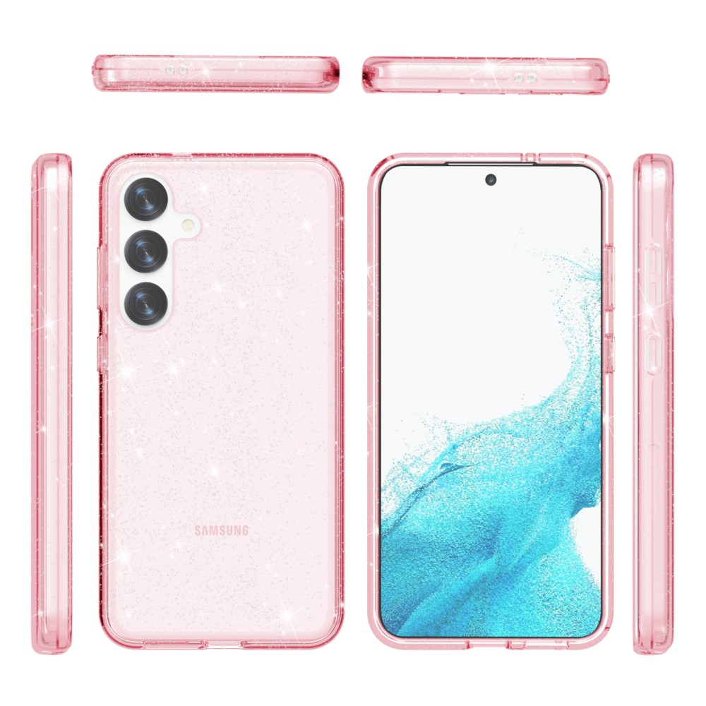 Samsung Galaxy S24 Hybrid Hardcase Schutzhülle im Glitzer Design - Pink / Transparent