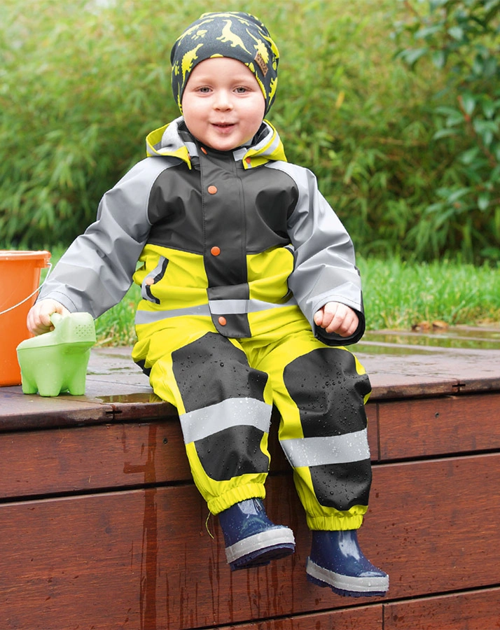 Funktions-Regenhose OUTDKids mit Hosenträgern in limette
