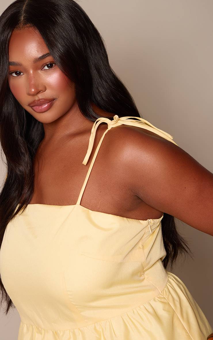 Jaune Robe Maxi Droite Grande Taille Avec Détail Bretelles Nouées
