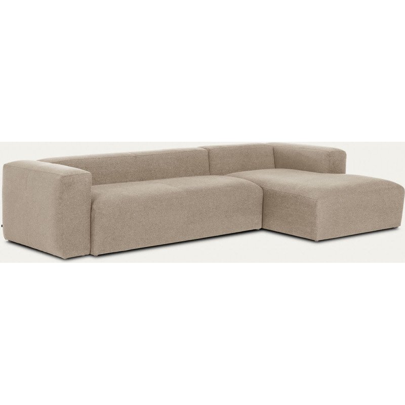 Canapé Blok 3 places beige méridienne à droite 300 cm