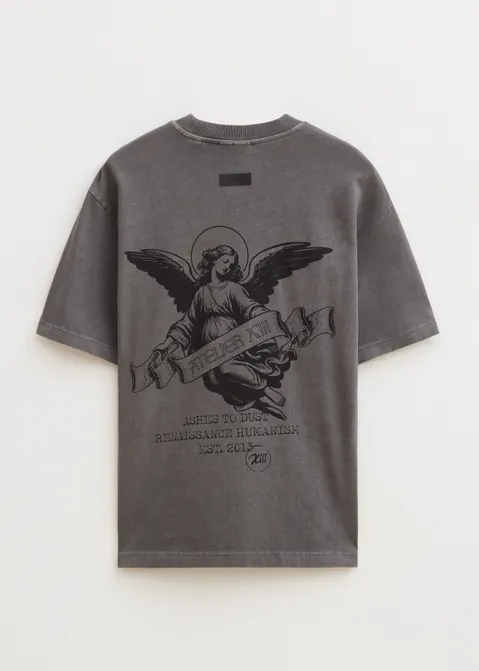 T-shirt met backprint halo antraciet (ANTRA)