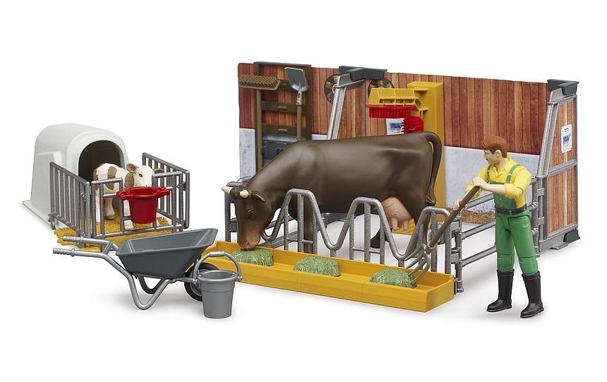 Bruder® Spielwelt »Kälberstall mit Landwirt«