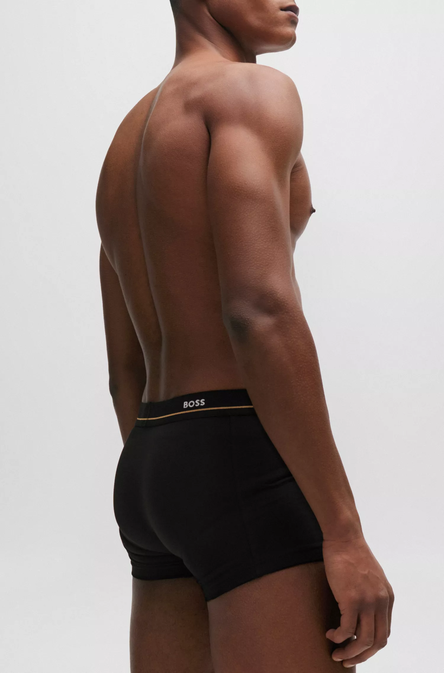 BOSS Black - Pacote com cinco cuecas boxer de algodão elástico com cós com logotipo.