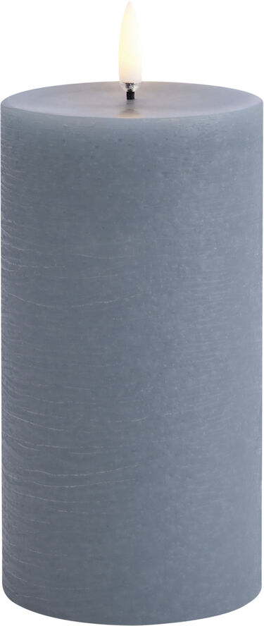 Uyuni LED pillar candle, Hazy blue, Rustic, 7,8 x 15,2 cm 4/24 Dark blue