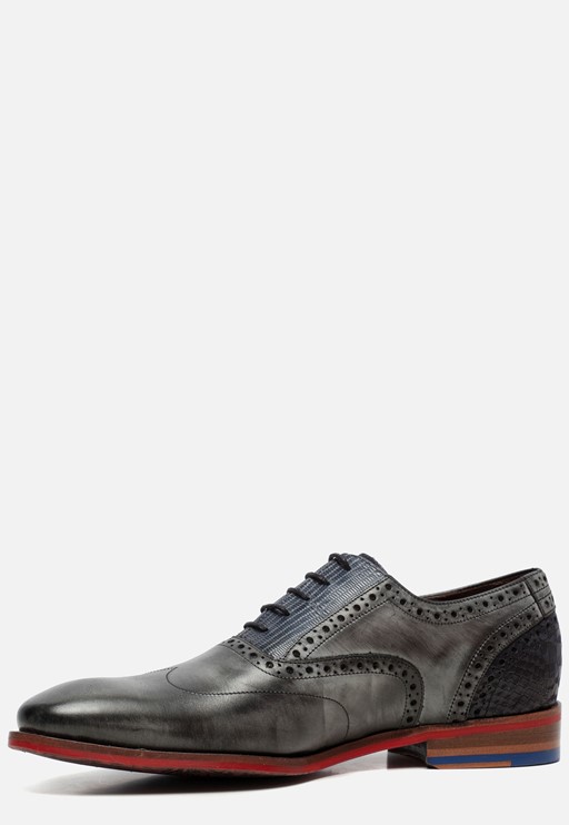 Floris van Bommel Veterschoenen grijs Leer 310336