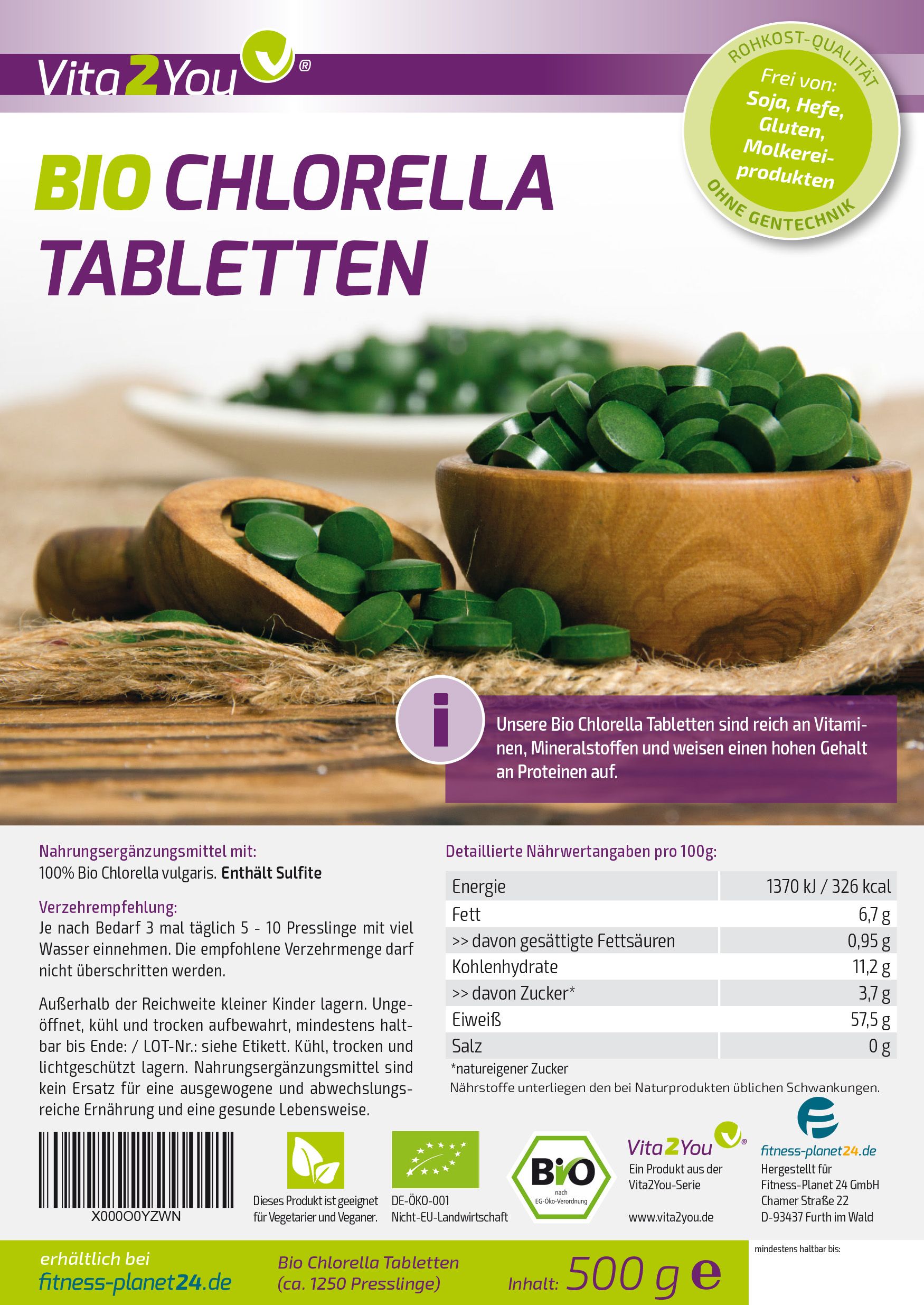 Vita2You Bio Chlorella Tabletten