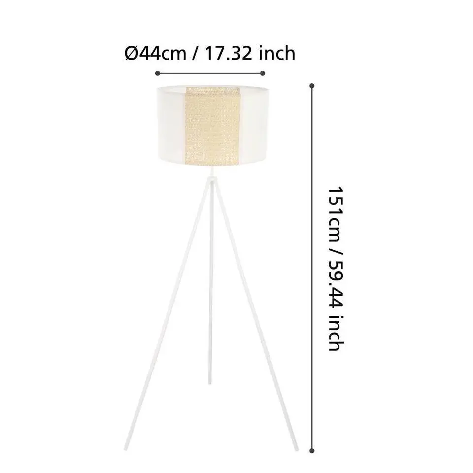 EGLO Arnhem Staande lamp - E27 - Papier/Staal - Wit/Bruin