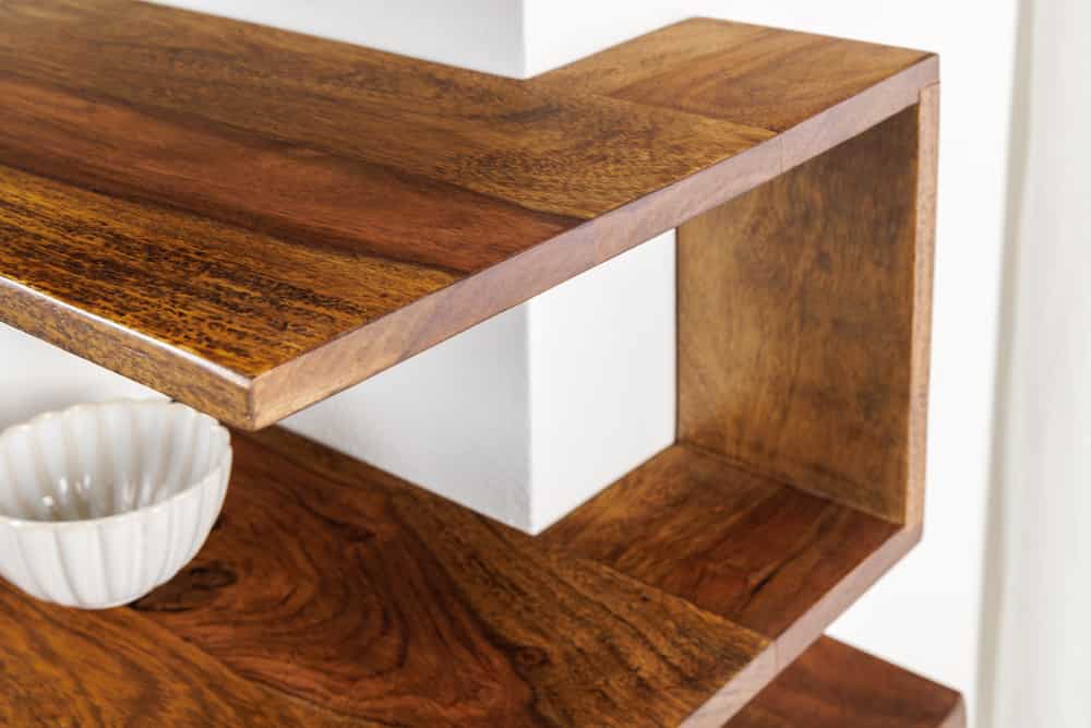 Massives 3er Set Wandregale SURREAL 65cm braun stone finish Außenecke Sheesham