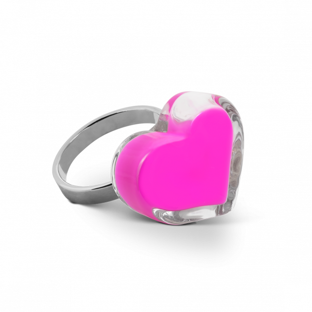 Bague en verre soufflé - Coeur Nano Milk