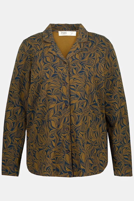 Pyjamajacke, Blätter, Reverskragen, Biobaumwolle