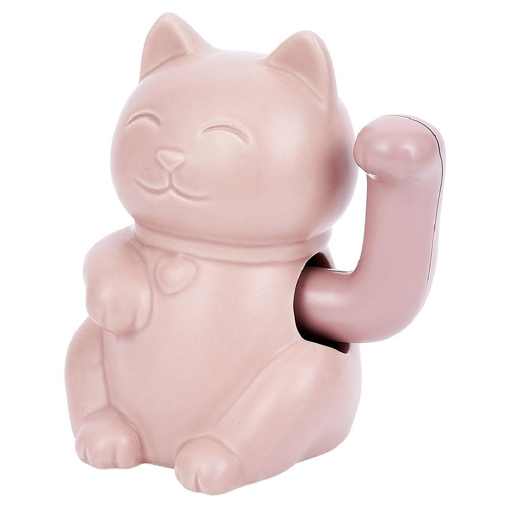 Maneki Neko chat chanceux avec patte en mouvement céramique rose