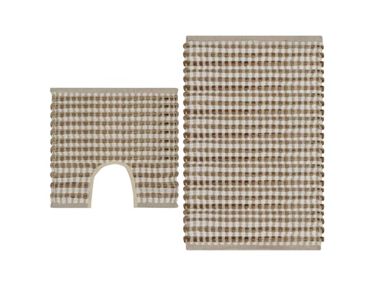 VIDAXL - Tapis de bain Tapis de salle de bain tissés à la main naturel et blanc