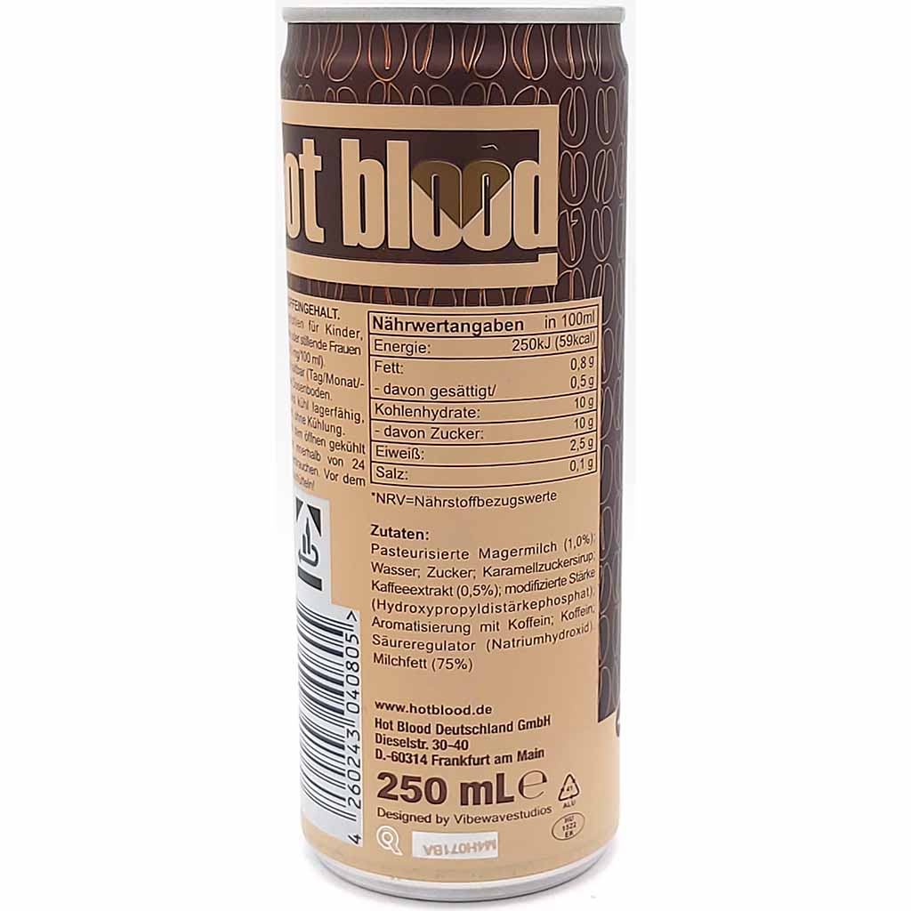hot blood Coffee Latte 24 x 250ml Dosen MHD:8.8.25