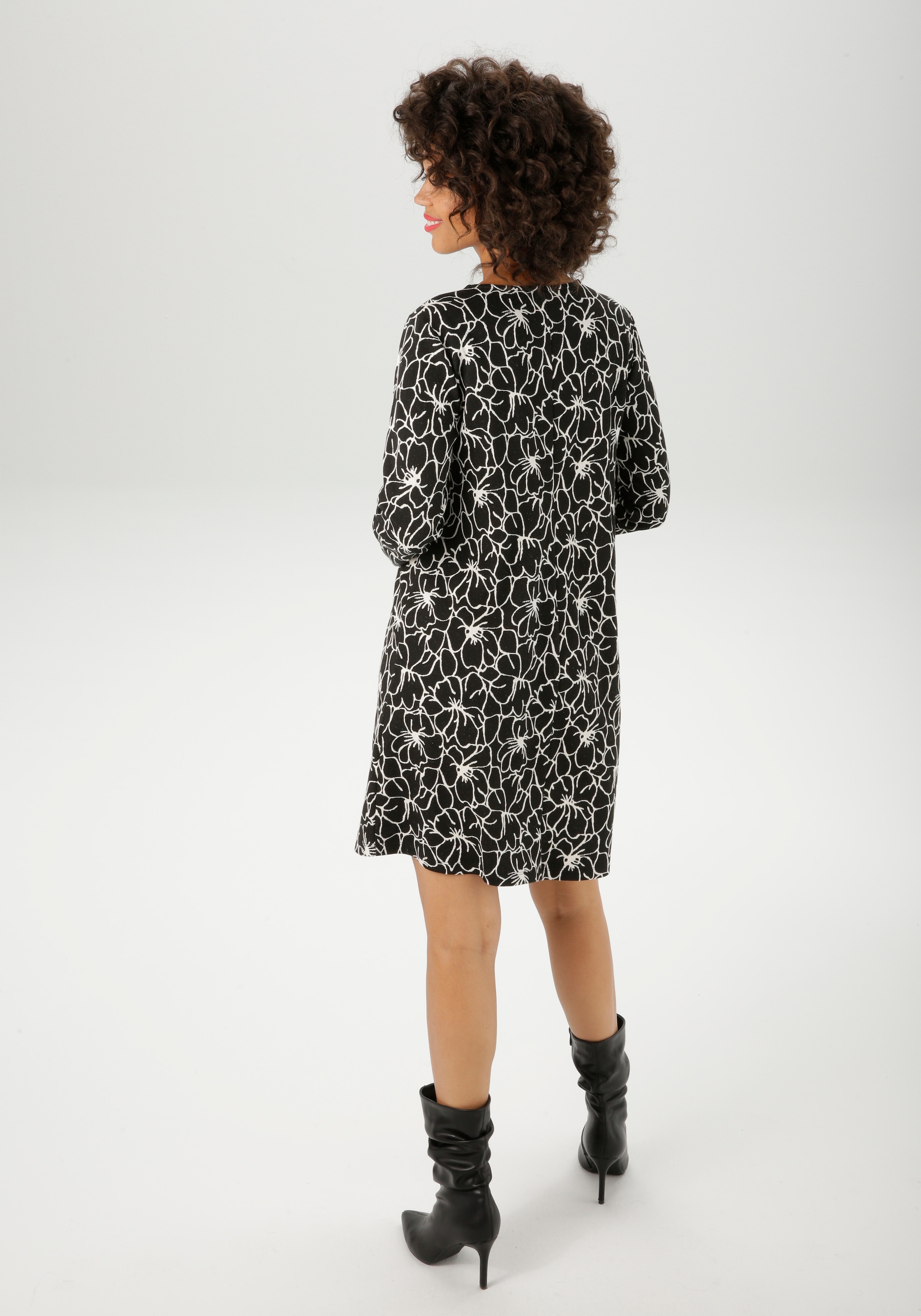 Aniston CASUAL Jerseykleid mit grafischen Blüten - jedes Teil ein Unikat - NEUE KOLLEKTION