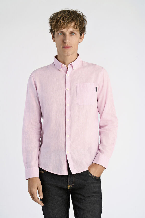 Lindbergh Cotton/linen shirt L/S Lyserød