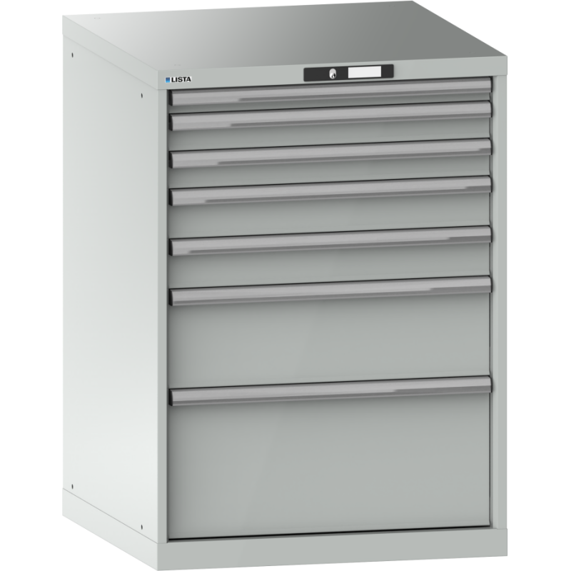 Armoire à tiroirs Lista 36x36E H 100 x L 71,7 x P 72,5 cm 7 tiroirs (1 x 5, 2 x 7,5, 2 x 10, 1 x 20 et 1 x 30 cm) Key Lock