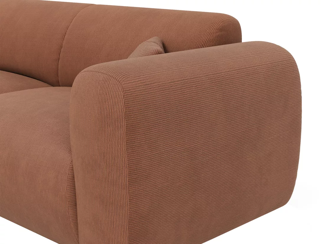 Grand canapé d'angle gauche en tissu texturé terracotta POGNI de Maison Céphy