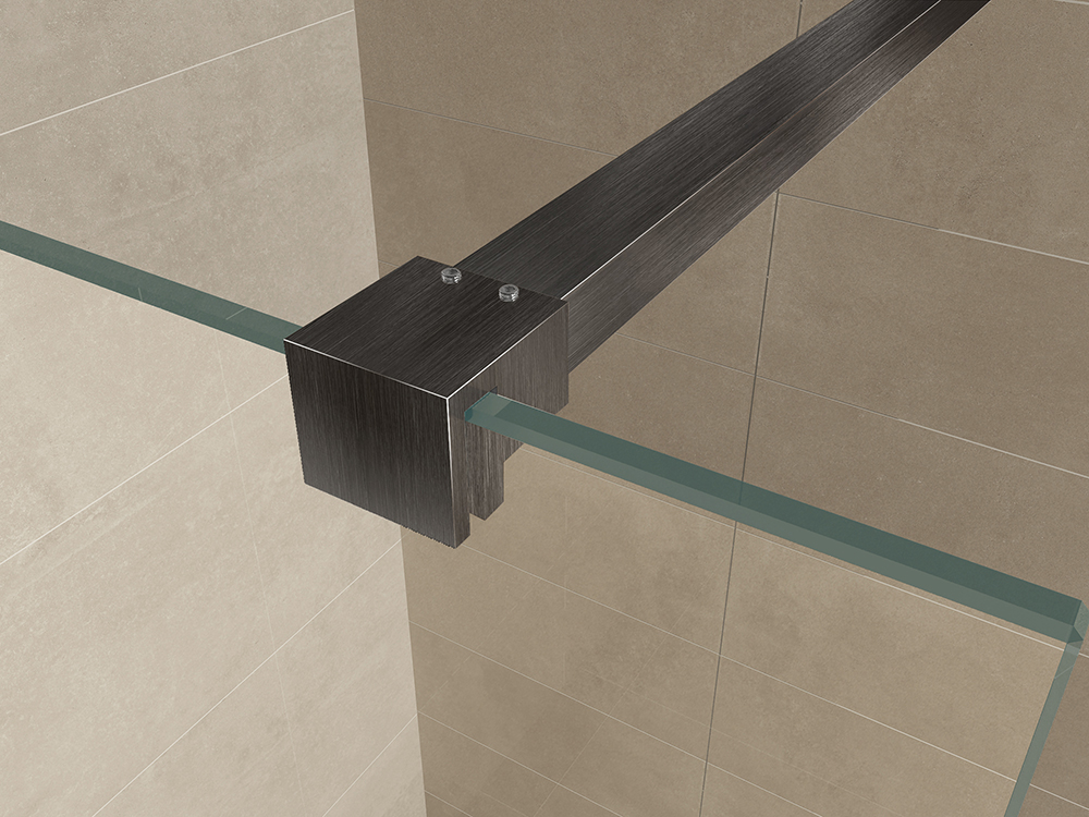 Mueller Slimline muurprofiel en stabilisatiestang voor losse glaswand gunmetal