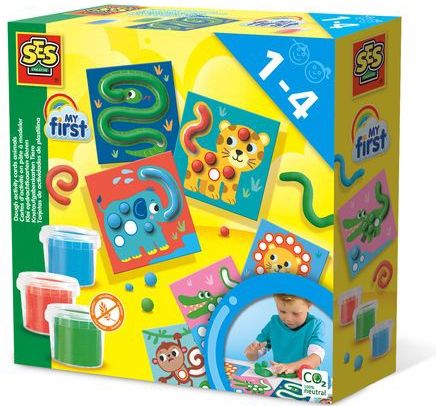 SES - My First - Klei Opdrachtkaarten Dieren - Glutenvrije Klei - Goed Uitwasbaar - Droogt Niet Uit