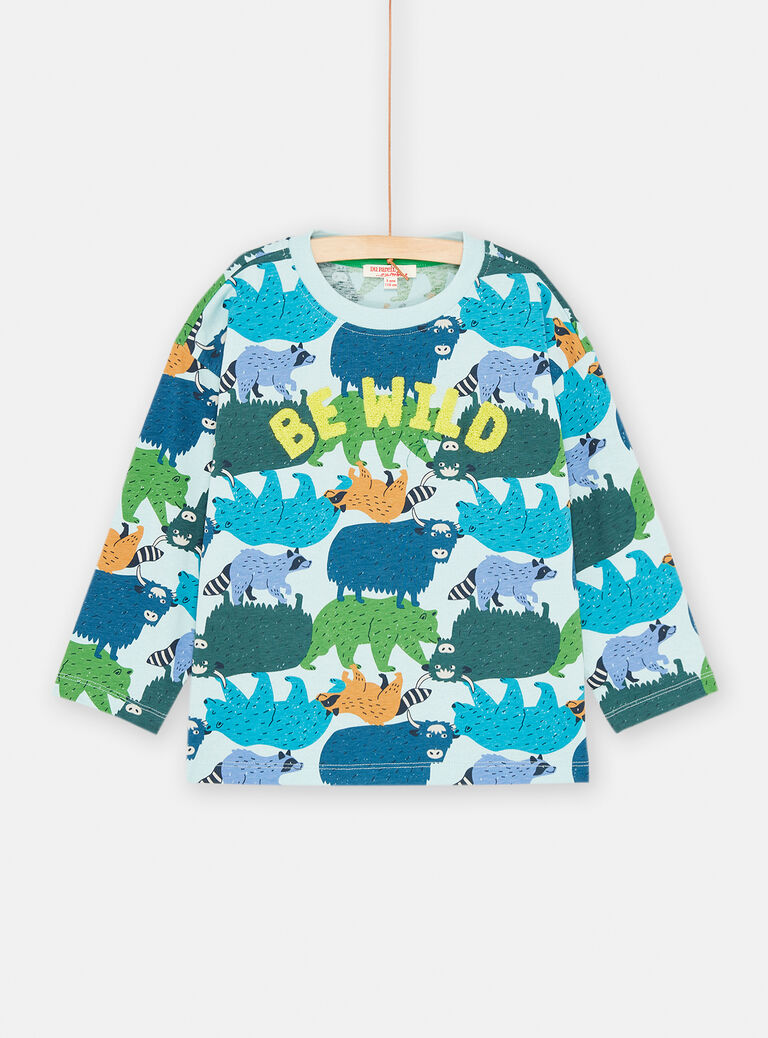 T-shirt bleu arctique à imprimé animalier pour garçon
